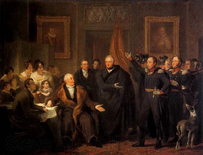 PIENEMAN, Jan Willem. The Triumvirate Assuming Power on behalf of the Prince of Orange, 21 November 1813 France oil painting art